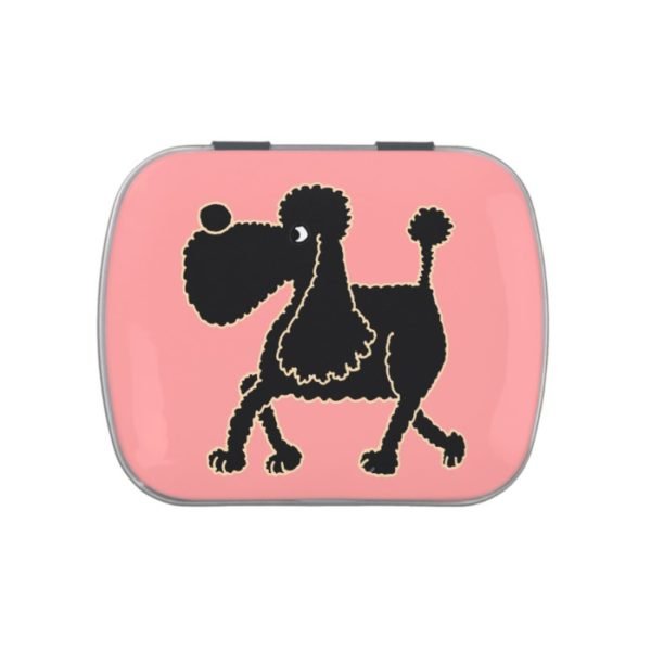 Funky Black Poodle Cartoon Candy Tin