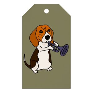 Funny Beagle Dog Playing Trumpet Gift Tags