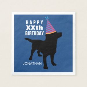 Funny Black Lab Dog Birthday Hat Your Age Name Paper Napkin