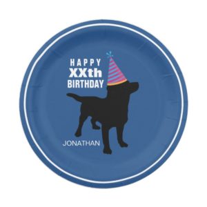 Funny Black Lab Dog Custom Birthday Paper Plate