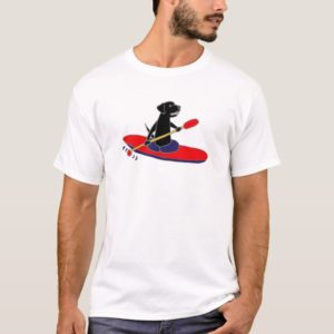 Funny Black Labrador Retriever Dog Kayaking T-Shirt