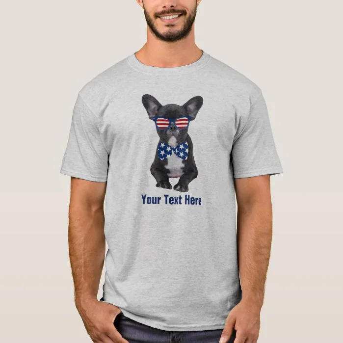 Funny French Bulldog 4th of July USA Custom T-Shirt
