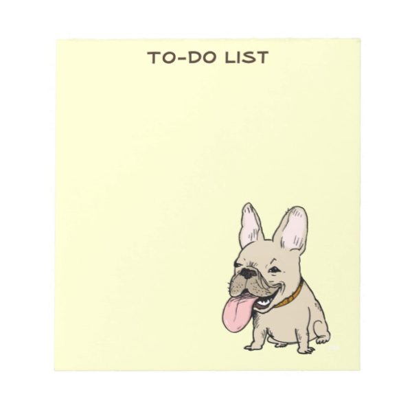Funny French Bulldog Drawing Frenchie Custom Text Notepad