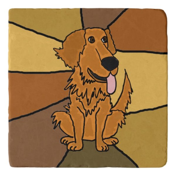 Funny Golden Retriever Dog Art Stone Trivet