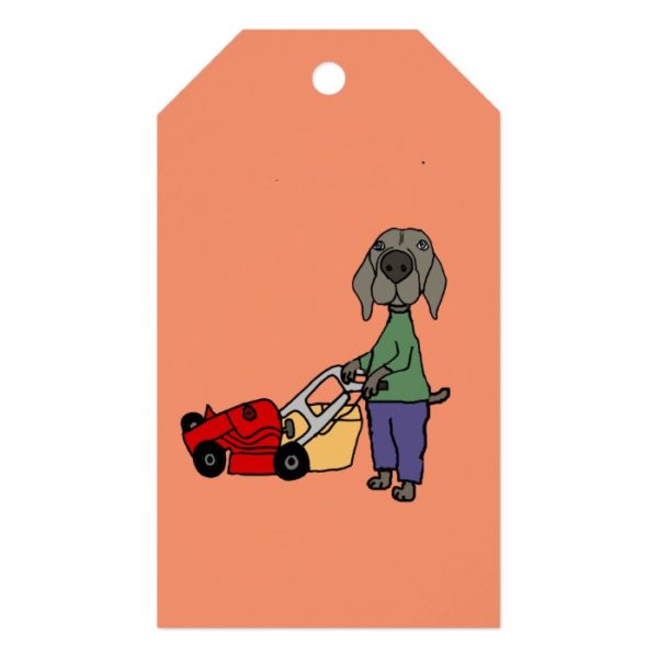 Funny Weimaraner Dog Mowing Lawn Art Gift Tags