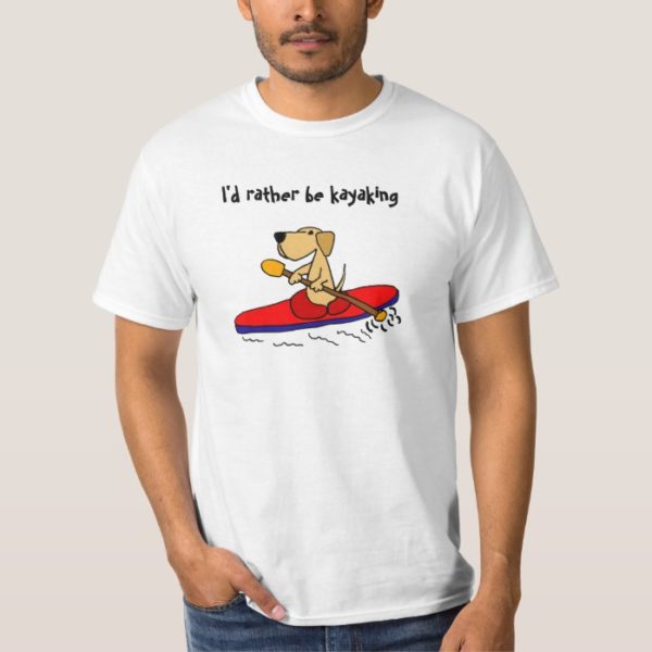 Funny Yellow Labrador Retriever Kayaking T-Shirt