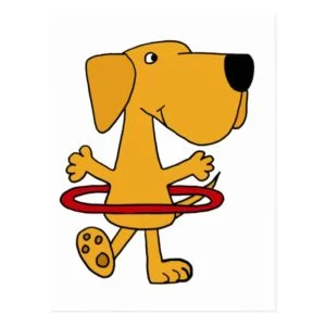 Funny Yellow Labrador Retriever Playing Hula Hoop Postcard
