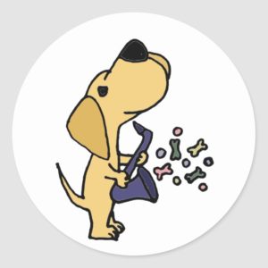 Funny Yellow Labrador Retriever Playing Saxophpne Classic Round Sticker
