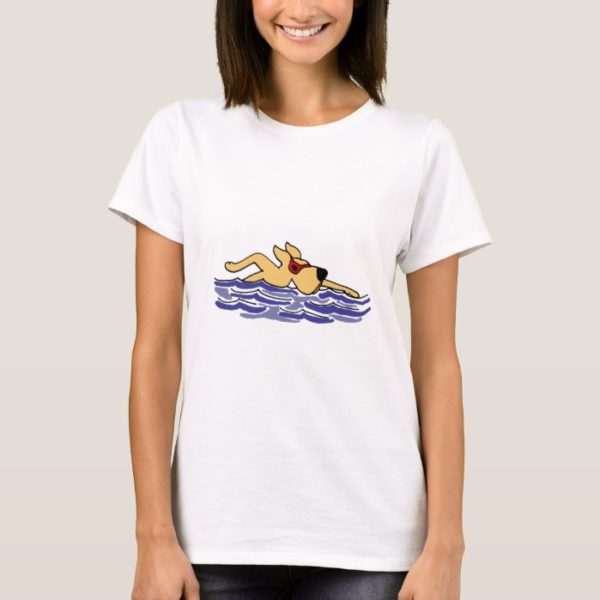Funny Yellow Labrador Swimming T-Shirt