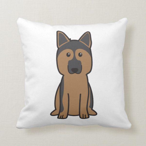 German Shepherd Dog Cartoon Throw Pillow