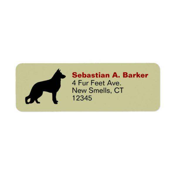 German Shepherd Dog GSD Silhouette Return Address Label