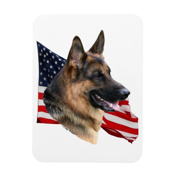 German Shepherd Dog head with flag Magnet