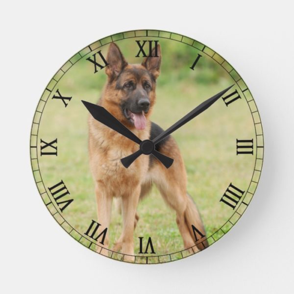 German shepherd dog round clock