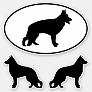 German Shepherd Dog Silhouettes Sticker Set