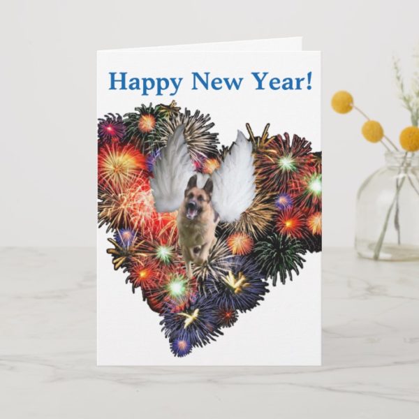 German Shepherd Happy New Year Greeting Card