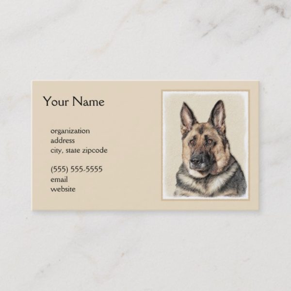 German Shepherd Painting - Cute Original Dog Art Business Card