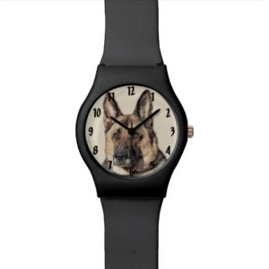 German Shepherd Painting - Cute Original Dog Art Wrist Watch
