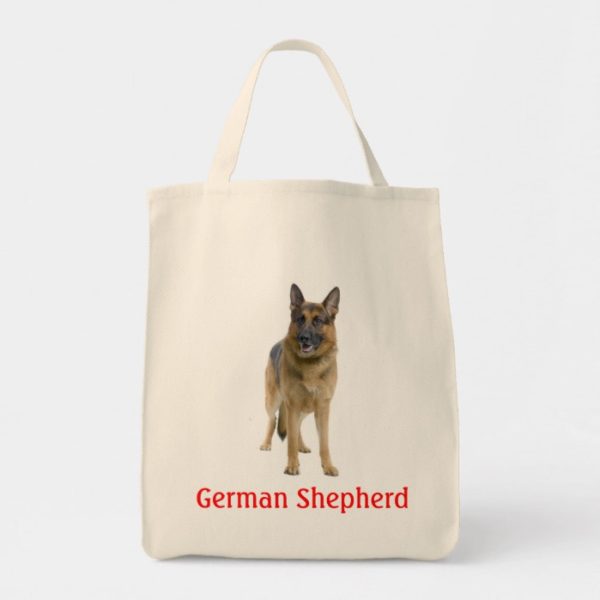 German Shepherd Puppy Dog Canvas Grocery Tote Bag