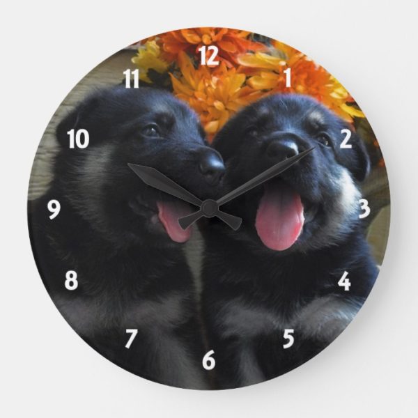 German Shepherd Puppy: Wall Clock