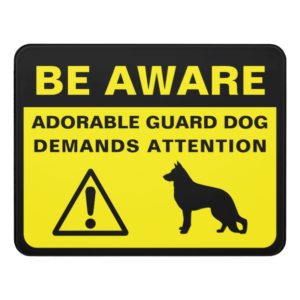 German Shepherd Silhouette Funny Guard Dog Warning Door Sign