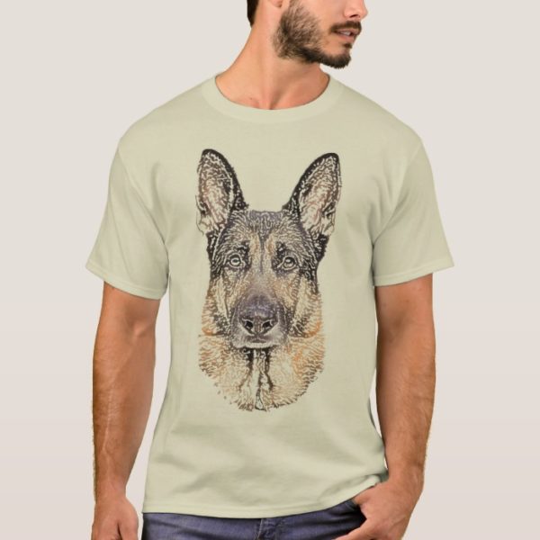 German Shepherd Sketched Dog Art T-Shirt