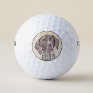 German Shorthaired Pointer Painting - Dog Art Golf Balls