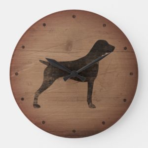 German Shorthaired Pointer Silhouette Rustic Style Large Clock