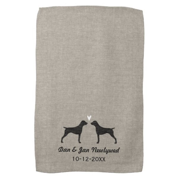 German Shorthaired Pointer Silhouettes with Heart Towel