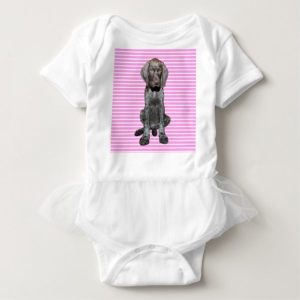 Glossy Grizzly Puppy Girl Baby Bodysuit