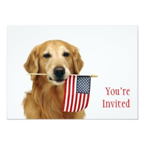 Golden and American Flag Invitation