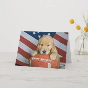 Golden Retriever and Football Birthday Card