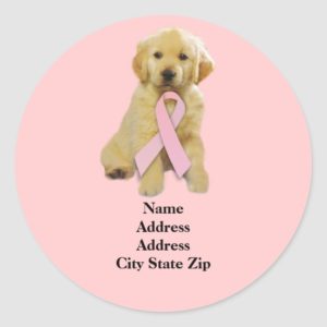 Golden Retriever Breast Cancer Address Label