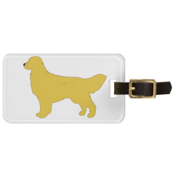 golden retriever color silhouette luggage tag