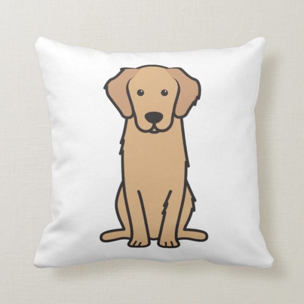 Golden Retriever Dog Cartoon Throw Pillow