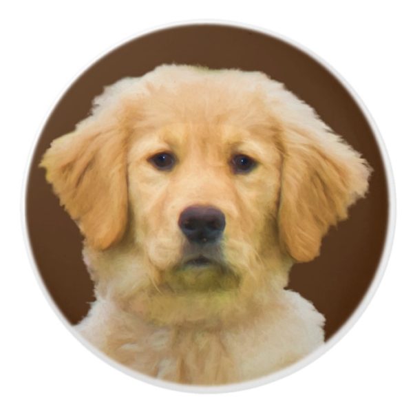 Golden Retriever Dog Ceramic Knob