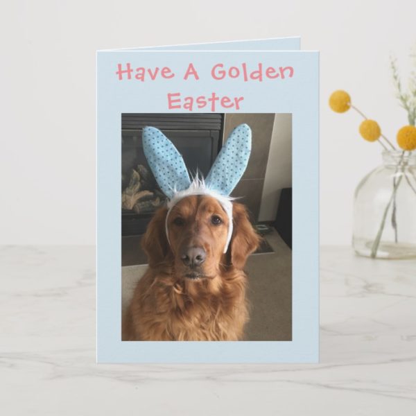 Golden Retriever Easter Holiday Card