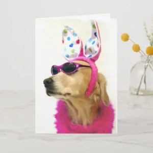 Golden Retriever Easter Princess Holiday Card
