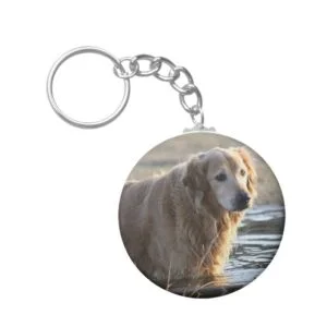 Golden Retriever in Water Keychain