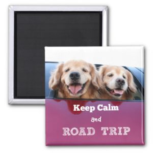 Golden Retriever Keep Calm and Road Trip Magnet