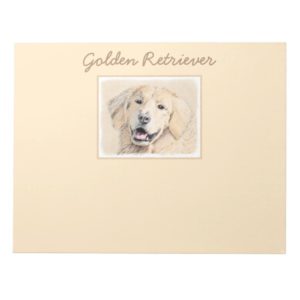 Golden Retriever Painting - Cute Original Dog Art Notepad