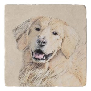 Golden Retriever Painting - Cute Original Dog Art Trivet