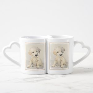 Golden Retriever Puppy Painting - Original Dog Art Coffee Mug Set