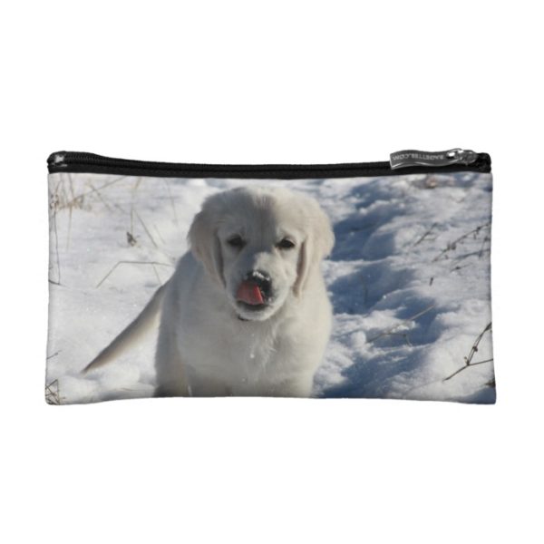 Golden Retriever Puppy Winter Cosmetic Bag