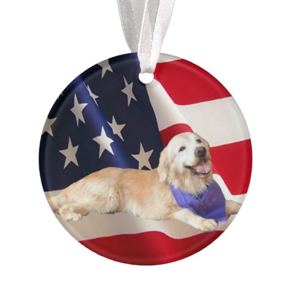 Golden Retriever Sassy American Flag Ornament