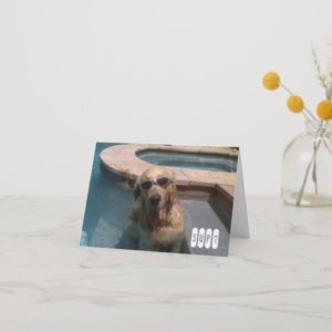 Golden Retriever Swimming Birthday Card