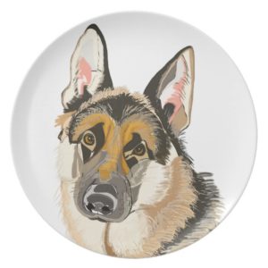 Gorgeous German Shepherd, Alsation Dog Drawing Plate