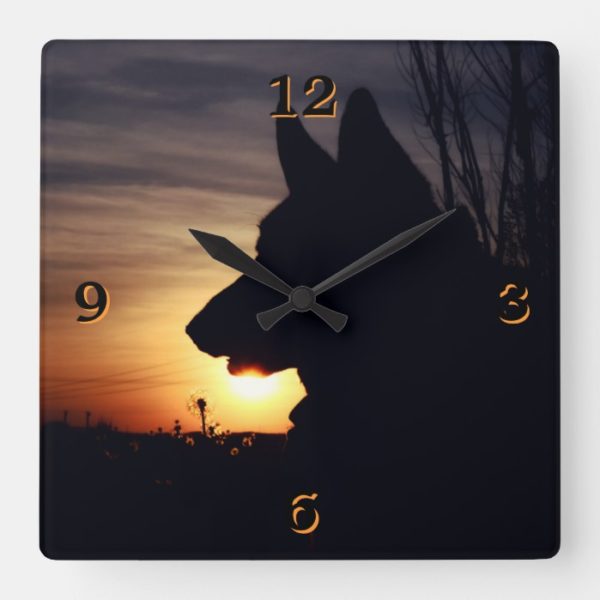 Gorgeous German Shepherd Silhouette Wall Clock