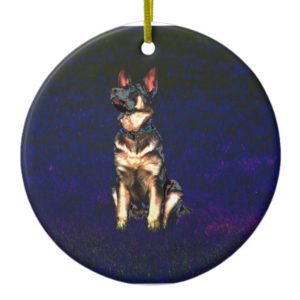 Graphic German Shepherd Puppy Ceramic Ornament