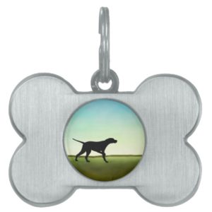 Grassy Field Pointer Dog Pet Name Tag