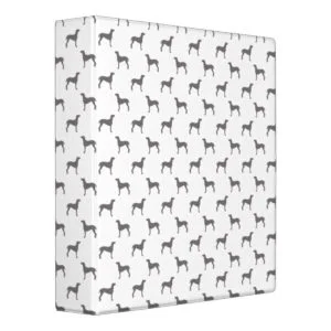 Grey Weimaraner Silhouettes on White Background 3 Ring Binder
